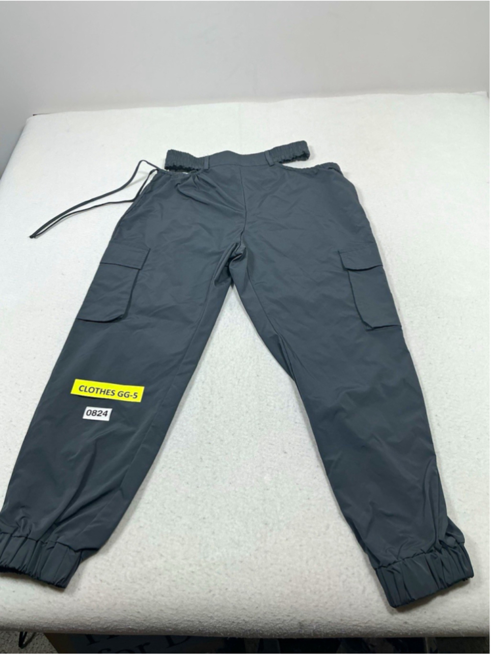 Womens SHEIN Solid Gray Cargo Pants Size M Polyester/Elastane Drawstring